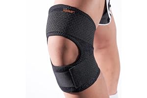 HUEGLO Kniebandage Männer Damen,Kniestütze mit Seitenstabilisatoren, Verstellbare Patella Kniestütze Kniebandage