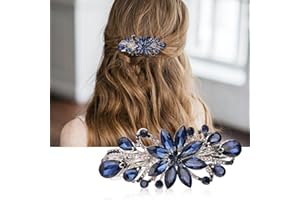 WLLHYF Blume Haarspangen, Vintage Strass Stil Barrettes, Luxus Schmuck Design Haarnadel, Metall Frühling Haarspange Clips, Haar-Accessoires für Frauen Mädchen (Blau)