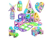 Faylor Luminous 114 Piece Magnetic Building Blocks Castle Magnetic Toys Magnet Tiles Gift, Magnetics Construction Booklet Lea