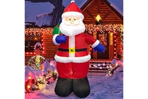 Danxilu 2,44M Inflables Navideños de Papá Noel para Exteriores Decoraciones Inflables de Papá Noel con Bolsa de Regalo Luces LED Incorporadas Decoración de Patio Decoración Fiestas Navideñas Jardín