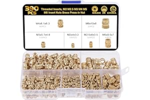 Knpwer nakrętki radełkowane z gwintem żeńskim, wkładki gwintowane, M2, M2,5, M3, M4, M5, M6, nakrętki wkładane, mosiężne tulejki, gwintowane wewnątrz, nakrętka wciskana, obróbka części z tworzyw sztucznych za pomocą ciepła lub drukarki 3D, 390 szt.