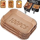 USMEI 100 Pezzi Carta Forno per Friggitrice ad aria Rettangolare 22x14cm, Accessori Friggitrice ad Aria per Ninja Foodi Max F