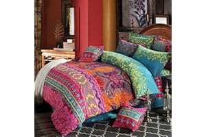 Omela Bettwäsche Boho 135x200 2 Teilig Exotisch Indisch Design Bohemian Bettbezug mit Reißverschluss Hohe Qualität Mikrofaser Deckenbezug und Kissenbezug 80x80 cm