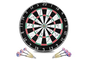 Noxtioanip Jeu de Fléchettes, 44.8 cm Cible de Fléchette avec 6 Fléchettes, Dartscheibe Classique Double Face Professionnelle, Jouable des Deux Côtés, Fixé Au Mur, pour Fête, Maison, Jardin