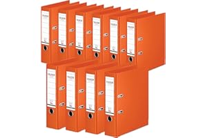 ‎FALKEN Original Falken 10er Pack Chromocolor Premium-Ordner. Made in Germany. Kunststoffbezug außen und innen 8 cm breit DIN A4 orange Ringordner Aktenordner Briefordner Büroordner Plastikordner