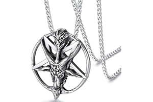 FaithHeart Collar Satanico Hombre Colgante Lucifer Cabeza Cabra Acero Inoxidable 316L Joyería Vintage Hip Hop Pentagrama Invertida