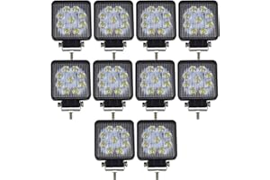 ‎AUXTINGS Auxtings 10 Stück 10,2cm 27 W Spot LED-Arbeitsleuchte Bar Off Road Trucks SUV Fahren Nebel Lichter, quadratisch