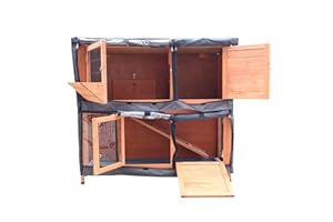 BUNNY BUSINESS 4ft 2-Tier Double Decker Rabbit/Guinea Pig Hutch Hutches with Sliding Trays & Ramp Run Hutches Cage Guinea Pig Ferret House Home Double Decker HUTCH COVER ONLY (Cover 1)