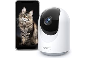 GNCC Telecamera Wi-Fi Interno, 1080P Videocamera Sorveglianza per Bambino, Rotazione a 360°,Visione Notturna, Rilevamento di movimento/suono, Audio Bidirezionale Compatibile con Alexa(solo 2,4 GHz)