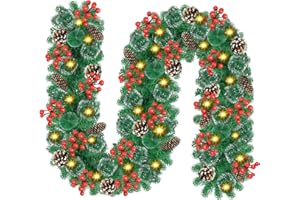 Timiyou Ghirlanda Natalizia 2.7M con 30LEDs, Decorazioni Natalizie con Luci Alimentate a Batterie! Perfetta per Porta, Camino e Scale - Trasforma Il Tuo Natale
