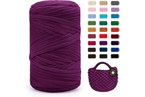 Uiopa Fil Crochet, 400g/120m Fil Polyester en Tissu Chunky Tshirt Yarn, Laine T-Shirt Crochet Trapilho pour Sacs/Paniers/Tapis, Décoration d'Intérieur, Bricolage, Artisanat
