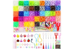 PAMIYO 5000+ Colorful Rubber Loom Bands Starter Kit, Premium Quality Loom Bands kit in 40 Unique Colors with Beads and Other Accessories, DIY Friendship Bracelet Making Kit for Kids Girls as Gifts