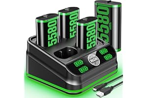 RYSKER 4X 5580mAh Cargador de Batería Mando Xbox, Estación Carga Batería Xbox, Compatible con Xbox One/Xbox Series X|S, 2,5H de rápido Cargador de Baterias Xbox, Accesorios Xbox