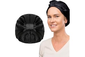 Glov Satin Hårbonett Svart Högkvalitativ Turban För Långt Lockigt Hår Friss-skydd Fuktighet Justerbar Passform Nattvård Enkel Användning Skyddar Lockar och Förhindrar Trassel