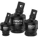 LEXIVON Premium Impact Universal Joint Socket Swivel Set | 3-Piece Ball Spring Design 1/2", 3/8", and 1/4" U-Joint Drive | Cr