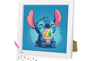 Daisen Art Stitch Diamond Painting for Kids with Framed - Stitch Diamond Painting, Full Drill Stitch Diamond Art for Kids Easy Gem Art 7X7 inch