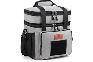 HSHRISH Borsa termica porta pranzo tattica, borsa frigo pranzo grande isolata a doppio strato per uomini adulti, impermeabile e durevole, ufficio, picnic all'aperto 16L, Grigio