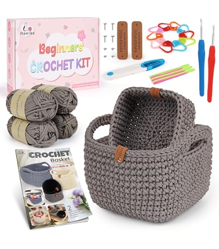 Kit De Crochet Pour Débutants - Créez De Beaux Paniers Avec Fils, Instructions Et Accessoires Complets