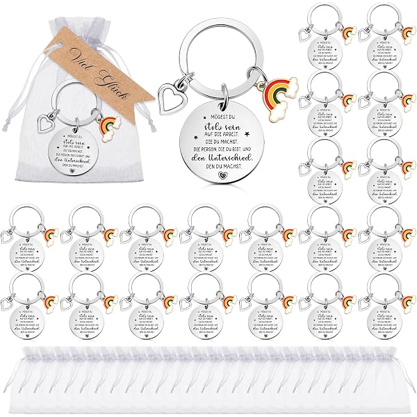 10 Sets Dankeschön-Schlüsselanhänger – Mit Organza-Beuteln Und Karten