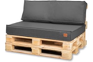 Bielik Palettenkissen 120 x 80 Set für Palettenmöbel | Wasserdicht Europaletten Sitzkissen Made in EU | Palettensofa Komplett Besteht aus 2 Teilen in Farbe: Dunkelgrau