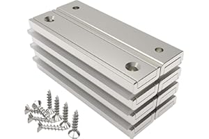 Magnetpro 8 Stück Rechteckmagnete 30 KG Kraft 60 x 13,5 x 5 mm mit Loch und Stahlkapsel, Haushalt und Industrielle Topfmagnet mit Schrauben