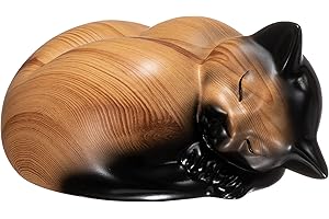 Kriss Art Urne funéraire en résine pour chat - Urne funéraire pour chat - Urne pour cendres de petit animal - Crème