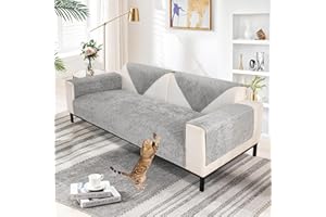 SHANNA Chenilla Suave Funda Sofa Chaise Long 1 2 3 4 Plazas Protector Cubre Sofa, Nuevas Antideslizantes Universales Fundas de Sofá con Textura Gruesa Sólida para Sala de Estar (Gris, 70 * 150cm)