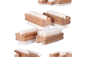 ToolSpace 4 Pezzi Spazzola per la Mano in Legno - Faggio Spazzolina per Pulizia Unghie Mani e Piedi - Dura Spazzole Doppiafaccia con Setole per Manicure Pedicure e Corpo - Spa Accessorio Spazzolino