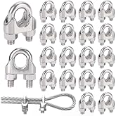 Idota 20 Cable Clamps Steel M4, Cable Rope Clips, Suitable for Wire Diameter 4 mm