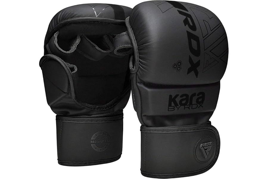 RDX MMA Gloves Sparring Grappling, Open Palm Martial Arts Mitts, Men Women Adults & Kids, Adjustable Wrist Support Maya Hide Leather, Cage Fighting Combat Boxing Training Muay Thai Punching Bag