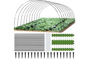 Losxuido 30PCS Pflanztunnel Bögen Gewächshausreifen mit 6mm Kunststoff Umwickelt Fiberglas Tunnelbogen Für Hochbeet Garten Gewächshaus Reifen Pflanzenwachstum Tunnel Stützrahmen Pflanzenschutz Kit