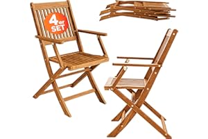 CASARIA Deuba Juego de 4 Sillas Sydney de Madera de Acacia Sillas de jardín Plegables para Exteriores