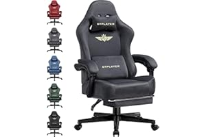 ‎GTPLAYER GTPLAYER Gaming Stuhl, Atmungsaktiver Bürostuhl, bürostuhl ergonomisch, Hochwertiger - Stoff, Ergonomischer PC Stuhl, 160° Verstellbare Rückenlehne und ausziehbare Fußstütze, Grau