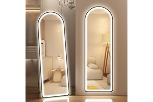 ‎STARLEAD STARLEAD Ganzkörperspiegel-mit-Beleuchtung 150x50cm, LED-Standspiegel-mit 3 Lichtfarben Dimmbar, Wandspiegel-Groß mit Touch-Schalter, Memory-Funktion, HD Hartglas, Gewölbter Spiegel-Schwarz-Rahmen