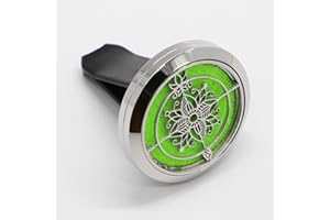 ZEN ARÔME Zen’Arôme Diffuseur d’Huile Essentielle pour Voiture Clip’Arôme Be Happy - Diffuseur + 5 Buvards à Parfumer avec Huile Essentielle ou Parfum - Acier Inoxydable - Fixation sur Grille de Ventilation