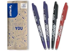 PILOT - Set di 4 FriXion Ball 07 - Penna a Inchiostro Termosensibile Cancellabile - Penna roller Ricaricabile - 2 Blu, 1 Nero, 1 Rosso - Punta Media