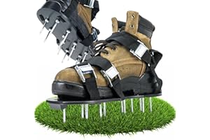 IRABEY Rasenlüfter, Nagelschuhe mit 6 Riemen, Rasen Vertikutierer zum Belüften des Rasens, Rasenbelüfter um Erde gut zu lockern für Rasen Belüften und Hof Rasenlüfter Schuhe, Aerifizierer für Rasen