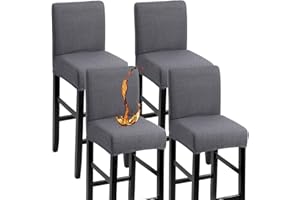 YISUN Waterproof Bar Stool Covers, Bar Chair Covers with Back, Removable Washable Chair Covers for Short Rotating Dining Chair Back Chair Bar Stool Chair