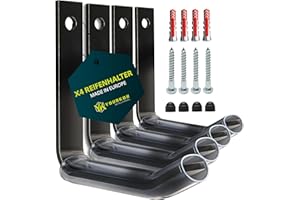 GOOD YOURKON STUFF Yourkon WandFix: Tyre and Rim Hooks, Set of 4, Space-saving Wall Mount for Tyres, Load Capacity up to 40 kg, Includes Mounting Material, Black