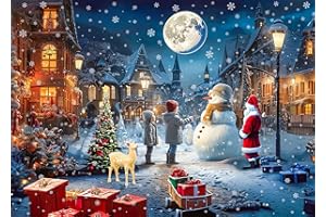 CHENGQISM 2024 Christmas Jigsaw Puzzles 1000 Piece for Adults-Snowy Christmas Night puzzle adults 1000 piece puzzle 2024 Christmas jigsaw puzzles 1000 Piece for Adults Festival Puzzle