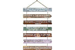 1step2dream Regalo cristiano español, versículos bíblicos de madera rústica, arte de pared para oficina, baño, dormitorio, cocina de granja, sala de estar y espacios de mujeres