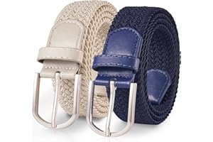 TANGCHAO 2 sztuki elastycznych pasków materiałowych, pleciony pasek dla kobiet i mężczyzn, szerokość 3,3 cm, długość regulowana, pasuje od 90 cm do 135 cm, dostępny w różnych kolorach