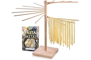 Sänger | Pastatrockner aus Holz, Nudeltrockner, Nudelständer zum Trocknen, Gesamthöhe 50cm, mit 16 abnehmbaren Armen, inkl. Booklet „Pasta Pasta“ mit 10 exklusiven Pastarezepten