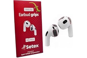 Setex Gecko Grip Anti-Slip Grip Pads Designed for Apple AirPods Gen 3 [Fits in Charging Case] Maximum Sweat Performance (12 Pads)