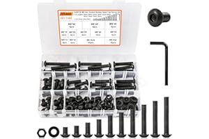 CYLBAQ 120pcs M8 Nuts and Bolts Assorted Set, 10mm to 50mm Metric Button Head Hex Socket Head Cap Screws Assortment Kit, Alloy Steel Machine Screws, Bolts, Nuts and Washers with Wrench