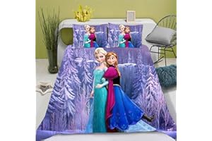 SMNVCKJ Set di biancheria da letto per bambini, con stampa Frozen, con chiusura lampo, in microfibra, per ragazzi e bambini (10,135 x 200)