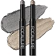 FOCALLURE 2 Pcs Cream Eyeshadow Stick,Brightener Eyeshadow Pencil Crayon,Highlighter Eye Shadow Stick Sets with Crease-proof Formula,Long Lasting Waterproof Eye Shadow Make Up,Polar Dust Storm