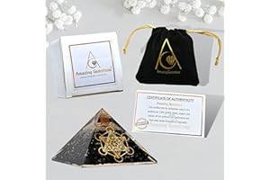 AMAZING GEMSTONE Pirámide de orgonita de Shungite para protección y protección de energía negativa | Pirámide orgánica de cristal natural (Metatrón Cube)