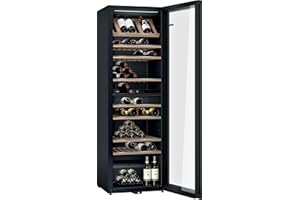 Bosch KWK36ABGA Serie 6 Weinkühlschrank, 186 x 60 cm, 199 Flaschen, Temperatur: 5-20 °C, zwei Temperaturzonen, 405 L, LED-Beleuchtung gleichmäßige Ausleuchtung, ausschaltbares Präsenterlicht