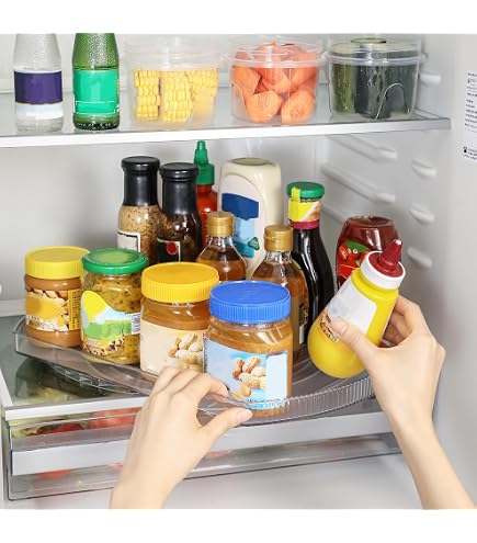 FINEW Set di 6 organizer per frigorifero, impilabile, da cucina, con manico, trasparente, per armadi, congelatore, dispensa, senza BPA